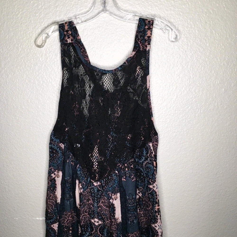 Free People Womens Count Me in Trapeze Tunic Top Combo Paisley Multicolor SizeXS
